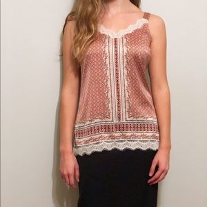 White House Black Market lace silk cami top XXS